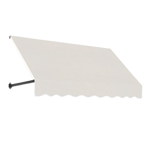 Awntech 7.38 Ft Dallas Retro Straight Slope Fixed Awning with Anodized Arms (88.5in x 24in x 48in), Oatmeal Tweed