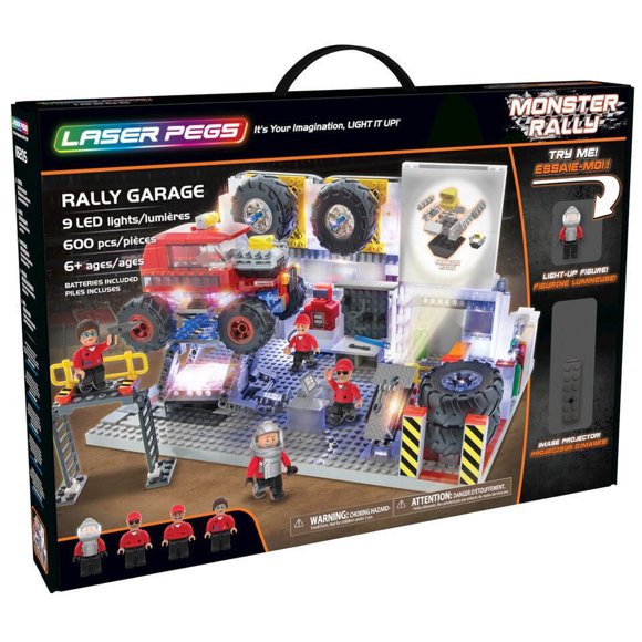 Laser Pegs Building Blocks Playset, Monster Rally Collection: Rally Garage