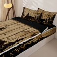 thumbnail image 3 of Erosebridal Rustic Bear Silhouette Zipper Twin Comforter Sets with Fitted Sheet and 2 Pillowcases,Pine Mountain Wood Art Zipper Bedding Set For Boys,Black Reversible,4pcs, 3 of 7