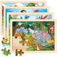 thumbnail image 1 of Puzzles Duchong Wooden Animals, 24 piezas, para niños de 2 a 6 años, paquete de 4, 1 of 8