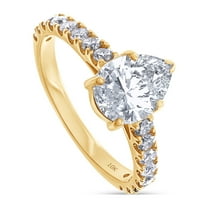 1 1/2 Carat 8X6MM Pear & Round Cut Lab Created Moissanite Diamond Wedding Promise Ring In 10K Solid Yellow Gold Teardrop Wedding Bands for Women (VVS1 Clarity, 1.50 Cttw)-9