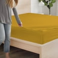 thumbnail image 5 of DNG Creations 6 Piece Zipper Sheet Set - Include (1 Fitted Sheet Base, 2 Base Sheet has Zipper, 1 Flat Sheet And 2 Pillowcase) 10 Inch Deep Pocket ( Solid Gold / California King ), 5 of 7