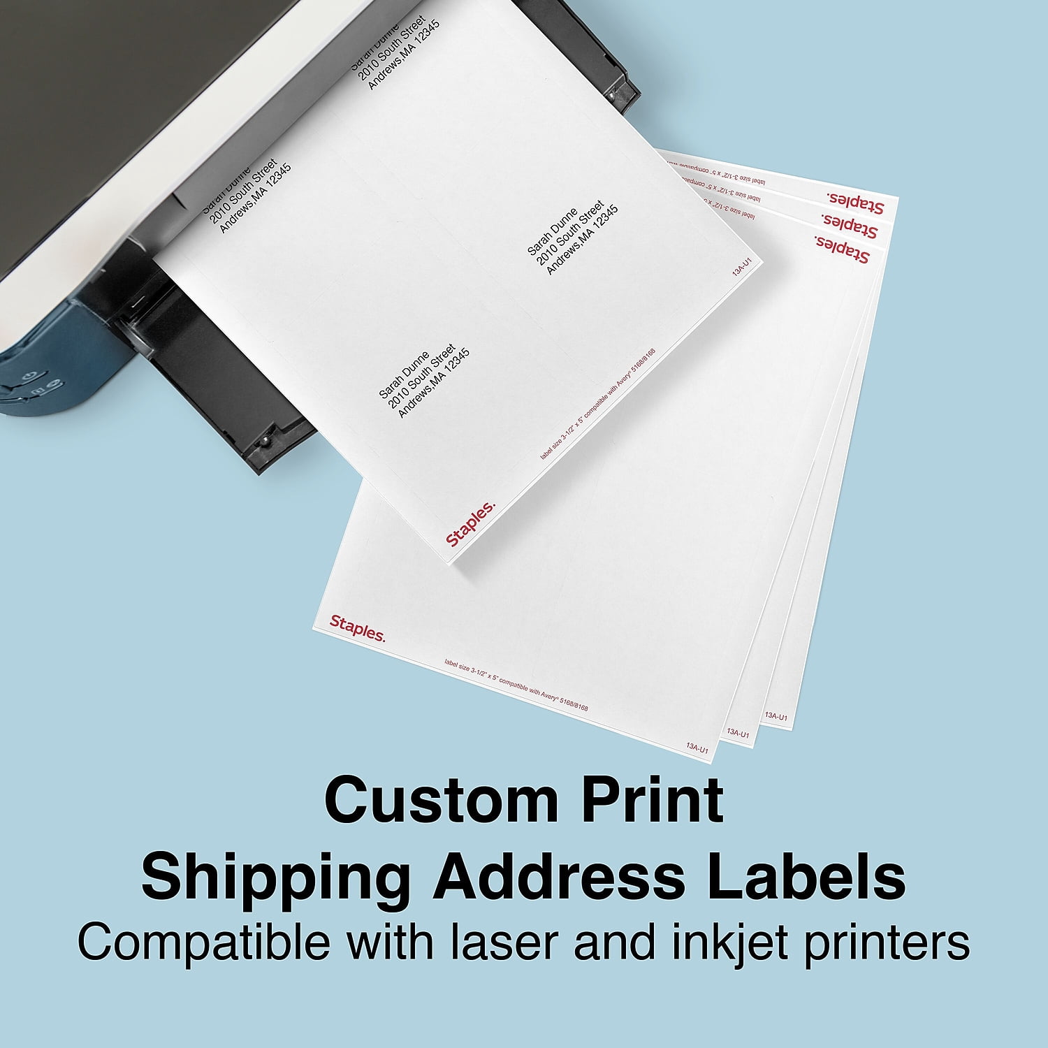 Staples Laser/Inkjet Shipping Labels 3 1/2" x 5" Bright White 4 Labels/Sheet 100 Sheets/Pack 400