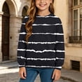thumbnail image 3 of Girls Striped Print Sweatshirt Loose Fit Crew Neck Long Sleeve Pullover Tops Kids Casual Versatile Sweatshirts Back To School Clothes 4-14Years, 3 of 6