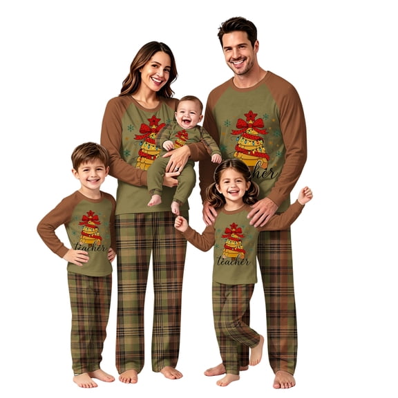 Lvotionpl 2026 Family Christmas Pajamas Matching Sets, Matching Family Christmas Pjs Long Sleeve Top & Pants Set Matching Holiday Family Pajama Xmas Sets