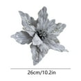 thumbnail image 3 of CuiLiyq Large Artificial Christmas Flowers, 10.2 Inch Sparkling Poinsettia Flowers with Glitter Decoration, for Christmas Tree Ornaments Xmas Wreath Garland Decoration, Silver, 3 of 6