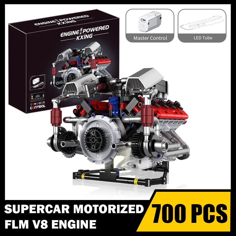Honchoes Le Mans Race Car Engine Building Set Mechanical V8 Engine Model with Motor & APP Control Compatible with Lego Gift for Adults Boys 700 Pcs