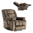 thumbnail image 5 of Ebello Design Overstuffed Massage Recliner Chairs with Heat and Vibration, Soft Fabric Single Manual Reclining Chair for Living Room Bedroom,Browm, 5 of 8