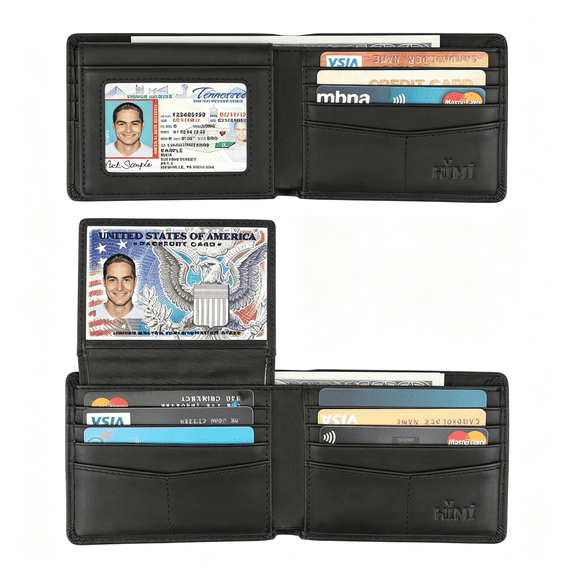 AOMRCOL Wallet for Men-Genuine Leather Rfid Blocking Bifold Stylish Wallet with 2 Id Window Leather Wallets for Men