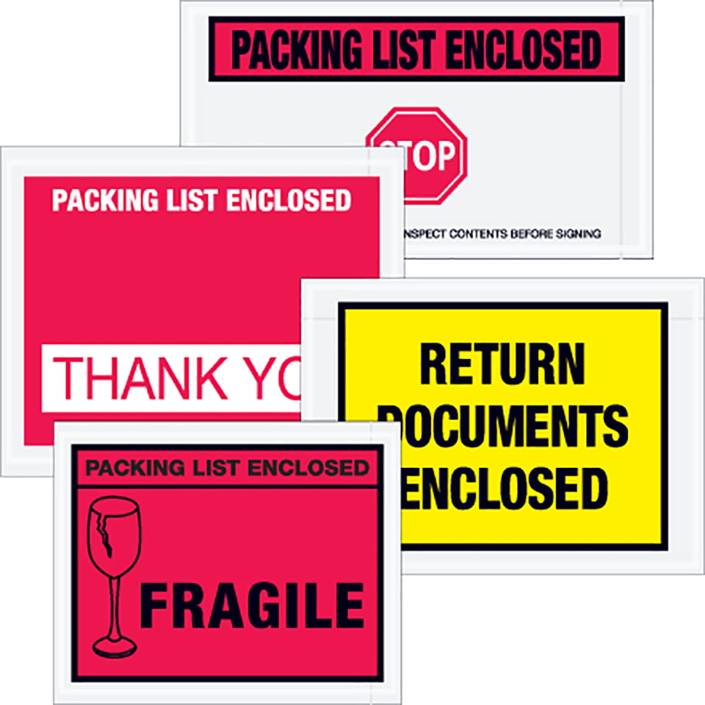 4 1/2" x 6" Tape Logic "Packing List Enclosed" Envelopes 1000/Case Red 