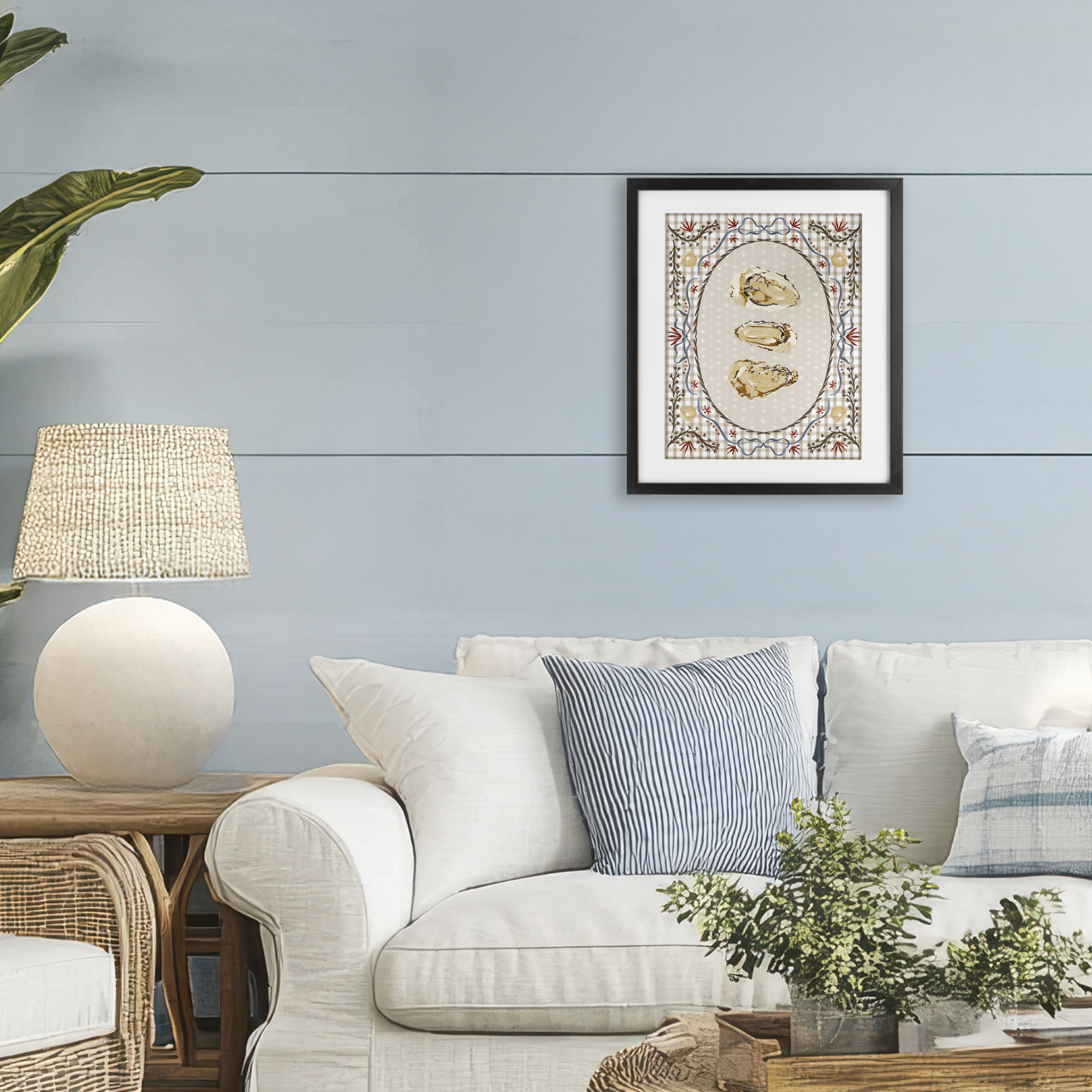 Stupell Industries Vintage Oyster Trio Black Framed Print Under Glass, design by Vero Illustrates