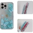 thumbnail image 7 of Compatible with iPhone 14 Plus Glitter Butterfly Case Glow in The Dark Women Girls Girly Bling Sparkle Flowing Quicksand Light up Case Soft TPU Bumper Luminous Clear Phone Cover, Blue, 7 of 7