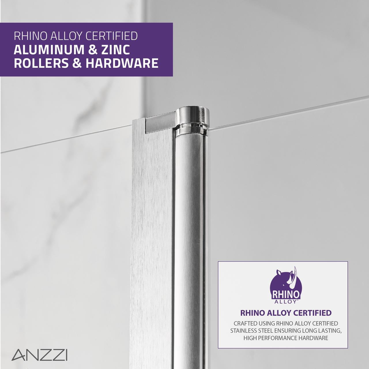 ANZZI Galleon Rahmenlose Wannentür, 121,9 X 147,3 Cm, Poliertes Chrom – Mit Tsunami Guard, Kratzfester Glasbeschichtung