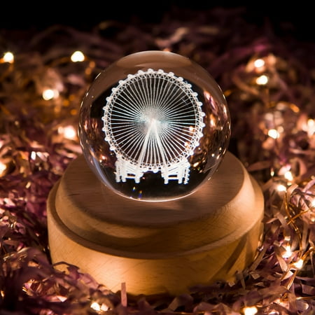 

Music Box Wooden Base Castle In The Sky Laputa Theme Luminous Rotating 3D Night Light Musical Box Rechargeable