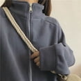thumbnail image 3 of Abrigos de felpa para mujer, cuello alto, manga larga, sudaderas con capucha de polar sólido, cárdigans, chaquetas vintage casuales de gran tamaño, blusas holgadas para mujer, 3 of 5