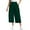 Dark Green-A1, variant on Women's Culottes Linen Cropped Wide Leg Pants Elastic Waist Casual Palazzo Trousers with Pockets Navy M