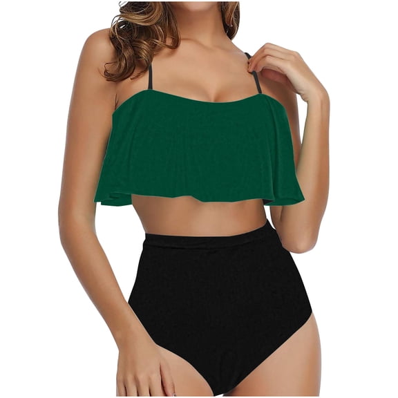 Tbopshirt Bikinis for Women,Womens Bathing Suits,Women's Ruffled Bikini Swimsuit Set,Womens Swimsuits