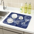 thumbnail image 2 of Large Diatomaceous Stone Dish Drying Mat, Floral Quick Dry Dish Drying Mats for Kitchen Counter, Dishes, Cups, and Utensils Blue 19.7*15.7 inch, 2 of 7