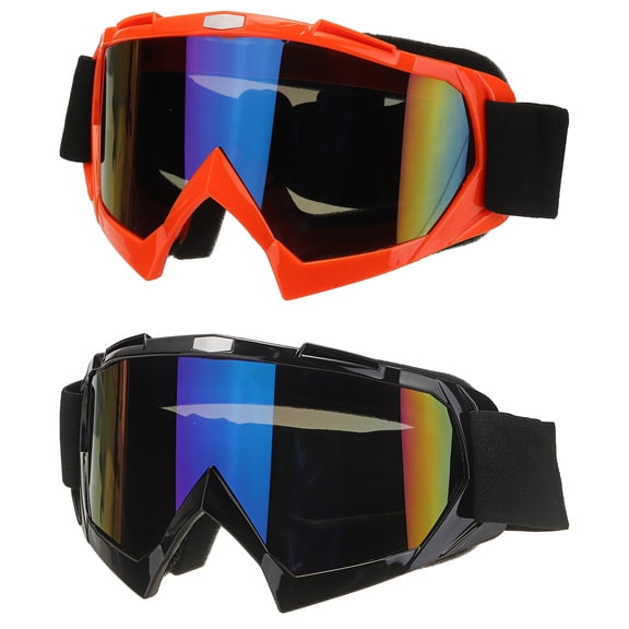 Uxcell OTG Ski Goggles, Over Glasses Snowboard Goggles Anti Fog Protection with Colored Lenses 2Pcs & Black/Orange - Fitting For(Youth/Adult Men/Women Ski/Cycle/Mountaineering)