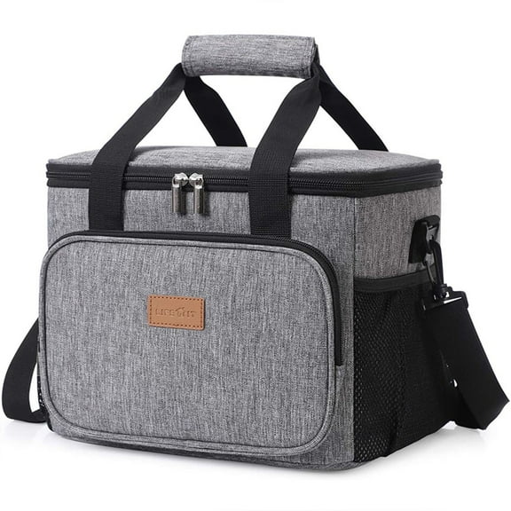 MoreFarther Insulated Adults Lunch Bag Box for Women Men, Oxford Cloth, 15L, Gray