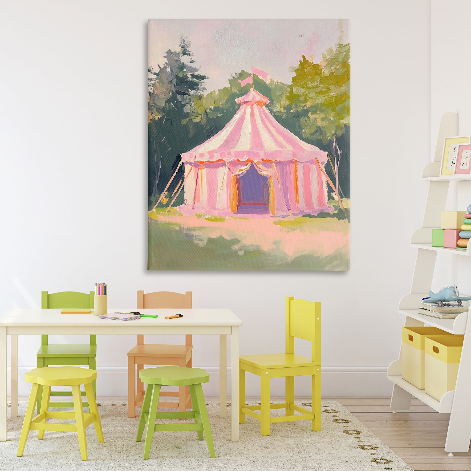 Stupell Industries Pink Circus Tent in Meadow Canvas Wall Art, design by The Prints Vibe