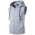 thumbnail image 2 of pxiakgy men spring summer vest shirt casual sports solid color top sleeveless zipper hoodie loose pocket blouse top grey m, 2 of 6