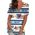 thumbnail image 2 of ibuvkizy Summer Tops for Women 2025!Independence Day Shirts for Women Fashion American Flag Tops Patriotic Crewneck Short Sleeve Print Tees,4th of July Shirt Blue XXXXL, 2 of 5