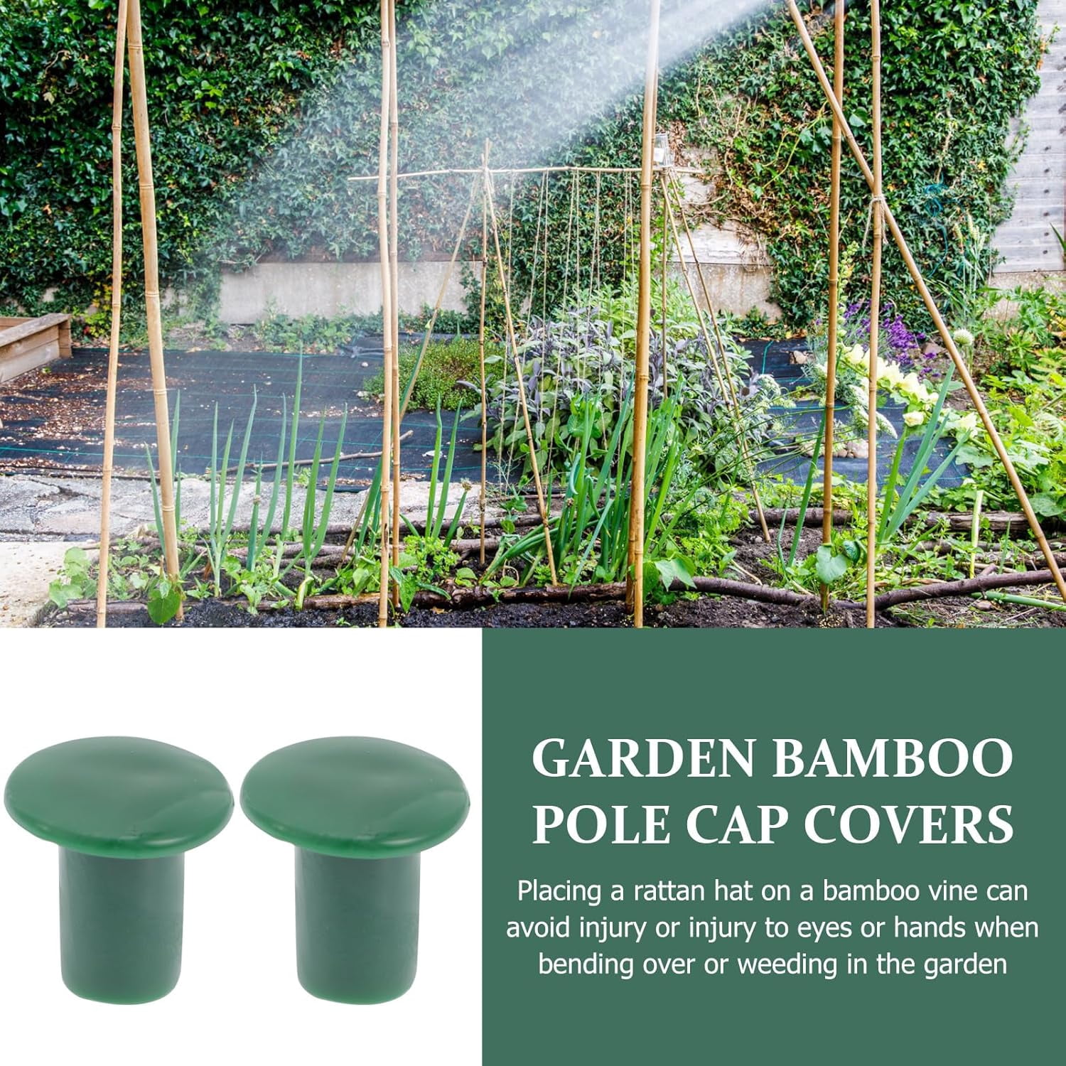 ABCISI 36Pcs Garden Safety Cane Caps Plastic Mushroom Rebar Safety Caps Tube Screw on Rebar Stakes for Garden Canes Green