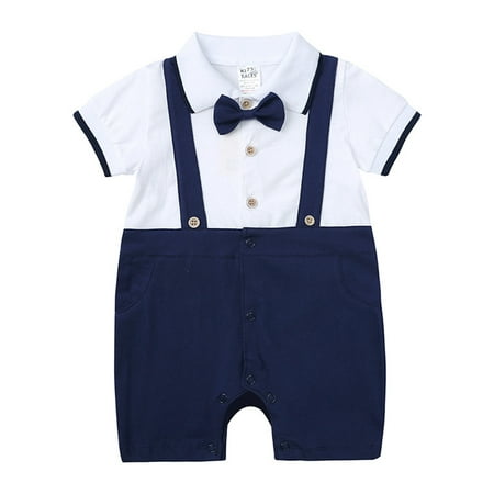 

nsendm Baby Neutral Clothes Infant Newborn Baby Boys Gentleman Suit Bowtie Romper 18 Months Boy Clothes Rompers White 0-3 Months