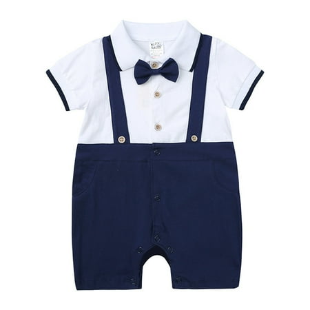 

Baby Tan Jumpsuit Romper Baby Boy Baby Boys Gentleman Suit Bowtie Romper Colour Block Short Sleeve Outfids Jumpsuit Clothes Boys Organic Pajamas