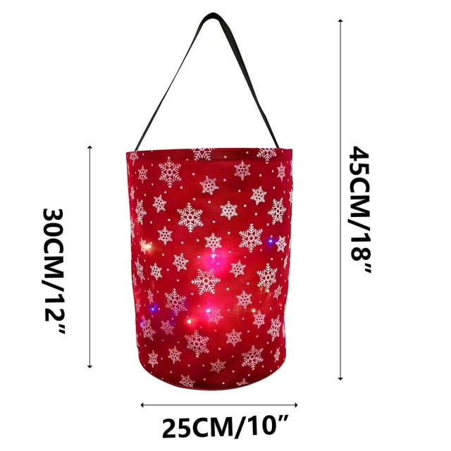 Christmas Tree Topper Halloween Candy Bag Winter Christmas Topper Snowman Candy Tote Bags for Party Xmas Tree Snowflake Portable Reusable Kids Goodie Bucket with Handles