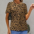 thumbnail image 4 of Women T-Shirt Classic Leopard O Neck T-Shirts Short-Sleeve Trendy Animal Print Design Tshirt Casual Clothing Big Size XL, 4 of 7