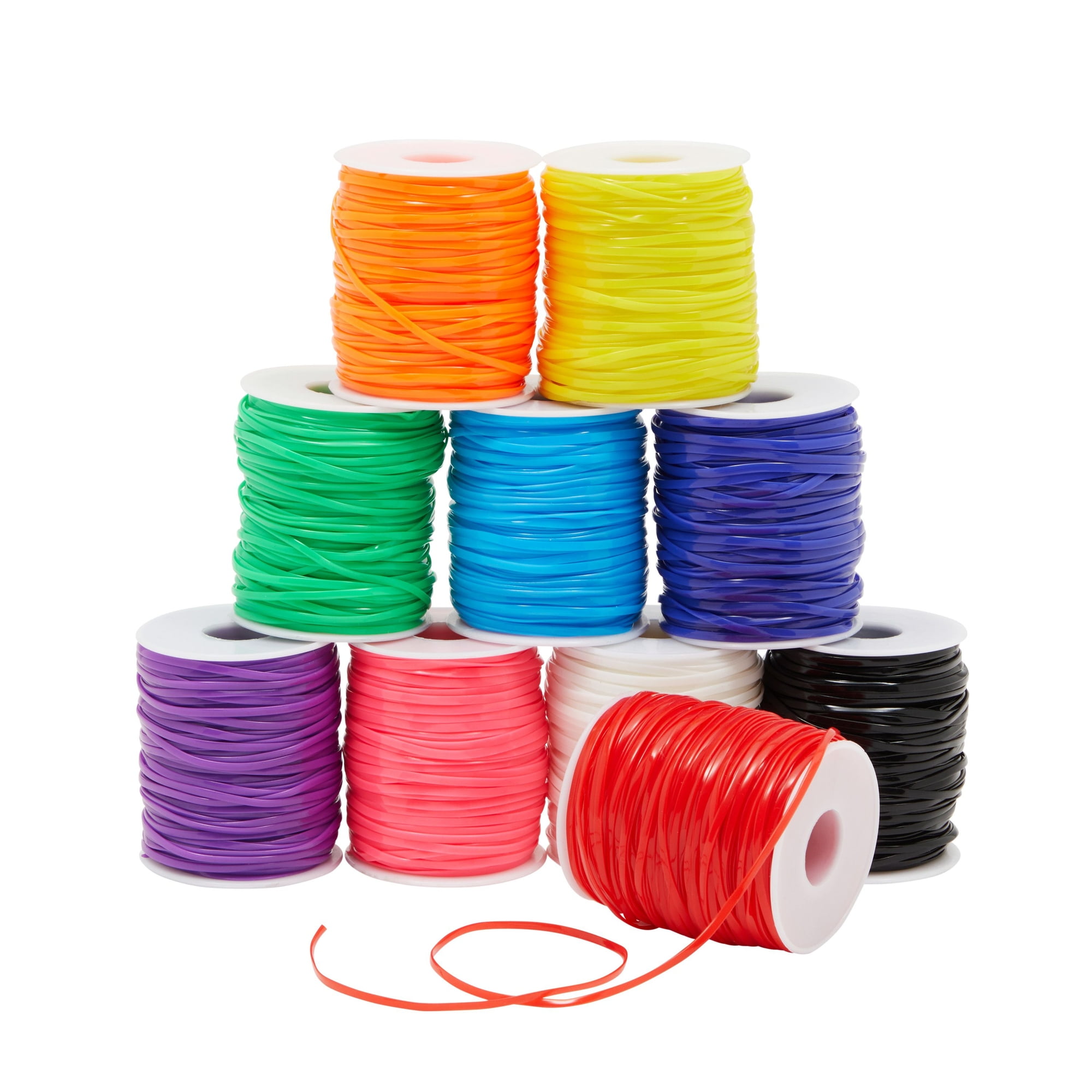10 Plastic Lacing String Cord for DIY, 10 Colors, 2.5 x 1mm, 50 Yards Length