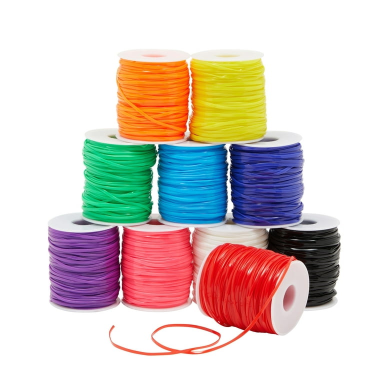 50 Yards Each Lanyard String, Gimp String in 10 Assorted Colors for  Bracelets, Anklets, Necklaces, Boondoggle Keychains, Plastic Lacing Cord  for Arts and Crafts (10 Spools) 