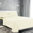 thumbnail image 3 of Beige Stripe 3-Piece Bed Sheet Set, 400 Thread Count, 15 Inch Deep Pocket of Cotton Sheets, 3 of 3