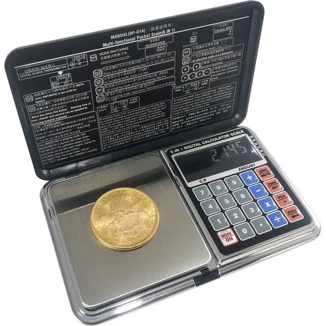 Atom Pocket Weight Scale with Calculator Function, Black & Silver - 2000 x 0.01 g