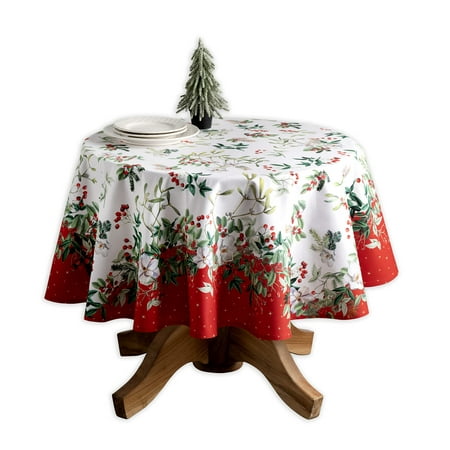 

Maison d Hermine Noel 100% CottonTablecloth for Kitchen Dining | Tabletop | Decoration | Parties | Weddings | Autumn/Winter (Round 69 Diameter)