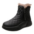 thumbnail image 4 of Botas de nieve de invierno para mujer, botines cómodos con cremallera impermeable a la moda con forro cálido para senderismo de invierno, senderismo, Negro, 4 of 8