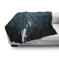 thumbnail image 2 of Woodsy Soft Flannel Fleece Throw Blanket, Mountainous Scene with Forest and River, Cozy Plush for Indoor and Outdoor Use, 70" x 90", Petrol Blue Dark Teal, by Ambesonne, 2 of 5