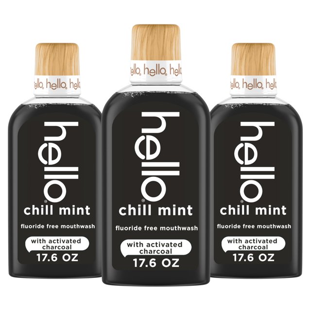 Enjuague bucal hello Chill Mint sin alcohol con carbón activado