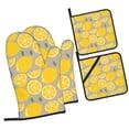 thumbnail image 2 of XMXT Waterproof Oven Mitts and Pot Holders Sets, Yellow Lemon Cartoon Print Sets Kitchen Cooking Heat Resistant, 4 Pcs, 2 of 8