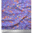 thumbnail image 1 of Soimoi Polyester Crepe Fabric Floral,Bird & Fox Cartoon Printed Craft Fabric by The Yard 52 Inch Wide, 1 of 1