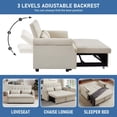 thumbnail image 3 of Aukfa 55" Convertible Sleeper Sofa Bed with Pull Out Couch, Velvet Tufted Button Backrest Loveseat - Beige, 3 of 8