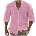 thumbnail image 2 of Button Down Shirt for Men Casual Breathable Stretch Shirts Comfortable Solid Color Beach Summer Clothing Pink Size XXL, 2 of 5