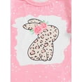 thumbnail image 6 of Bagilaanoe 2Pcs Toddler Baby Girl Easter Outfits Cartoon Rabbit Print Short Sleeve T-shirt Tops + Leopard Flare Trousers 6M 12M 18M 24M 3T 4T Kids Long Pants Set, 6 of 8