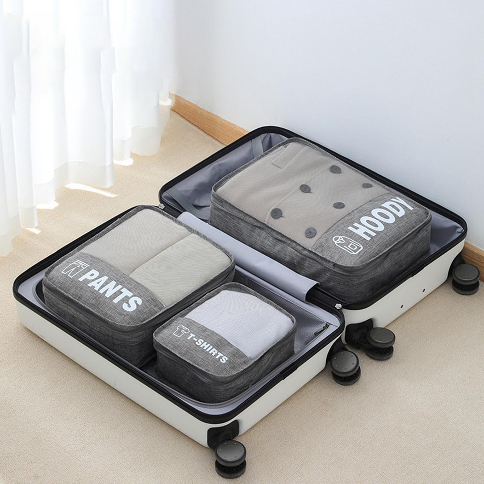 Nishiyuenyi 3 Pieces Compression Packing Cubes Expandable Travel Organizer Dustproof Luggage Grey