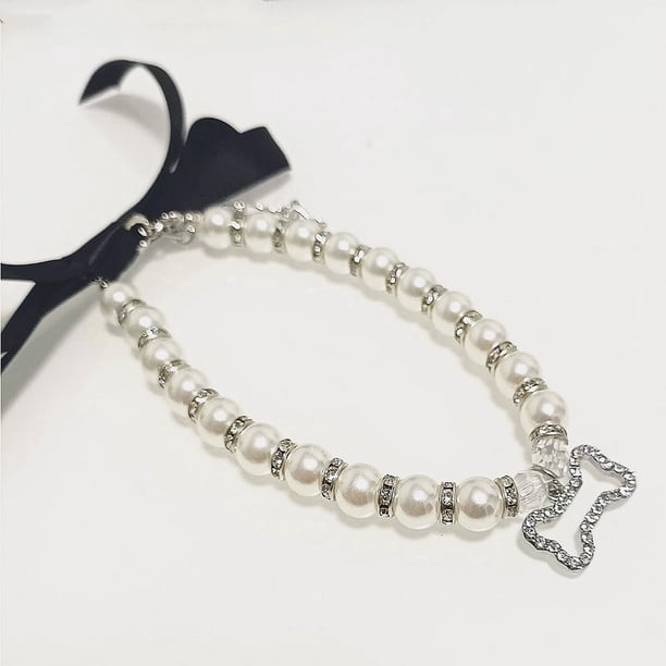 Zhuge Collar de decoración para mascotas, accesorio para gatos y perros, rango ajustable, collar para cachorros, gatos, accesorios de aseo para mascotas, L, blanco