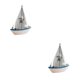 thumbnail image 4 of Moyic Mini barco de azul de náutica de estilo mediterráneo, adornos artesanales de madera, decoración del hogar para 14 aves marinas navegantes 2piezas, 4 of 6