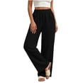 thumbnail image 5 of Women's Summer Casual Solid Color Denim Two Pocket Elastic Waist Straight Leg Pants, 5 of 7