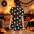 thumbnail image 2 of Outfits for Women Halloween Lightweight Graphic Lapel Short Sleeve Buttoned Pocket Top And Shorts 2 Piece At Home Wear Women's Clothing Sets L, 2 of 6